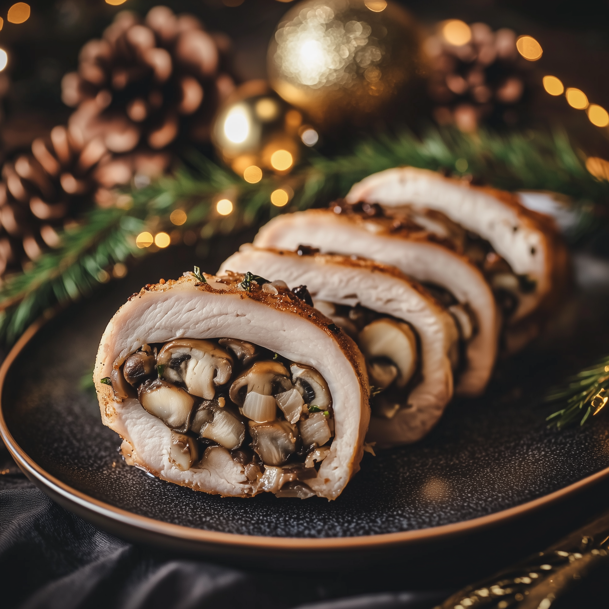 Jambon de curcan cu ciuperci