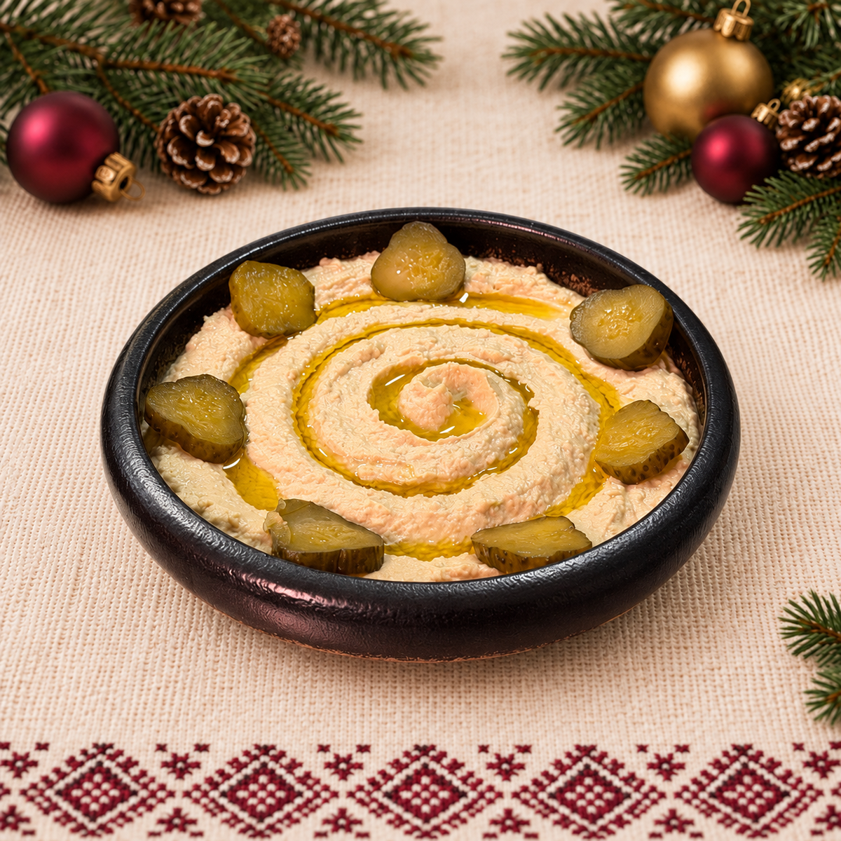 Humus libanez cu castraveți murați